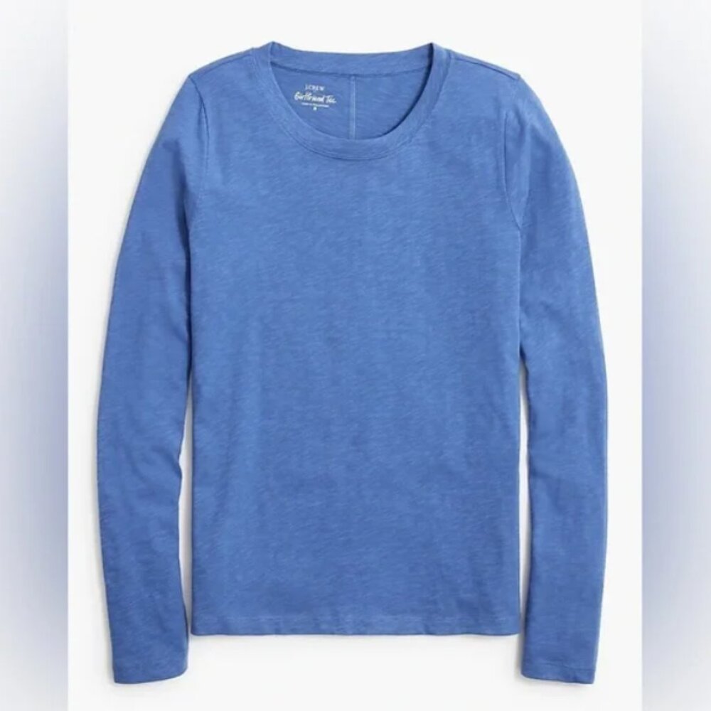 J. Crew - Long-Sleeve Crewneck Girlfriend Tee Shirt AS893 | Blue | Size XS - Picture 2 of 6